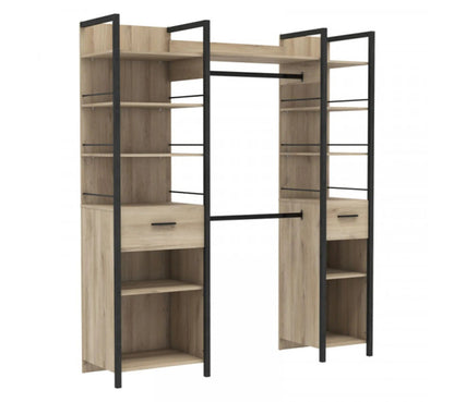 Ausziehbares Ankleidemöbel Eiche/Schwarz - Gari - L 140/179 XL 48 XH 207 cm