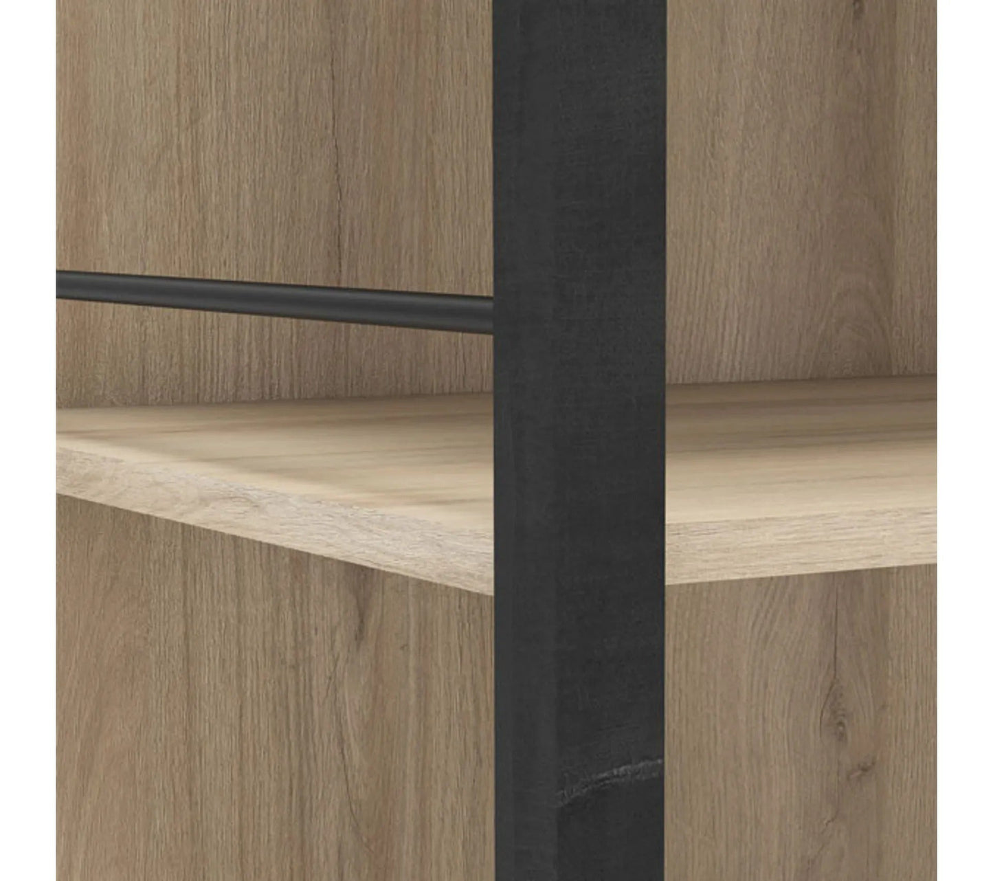 Ausziehbares Ankleidemöbel Eiche/Schwarz - Gari - L 140/179 XL 48 XH 207 cm