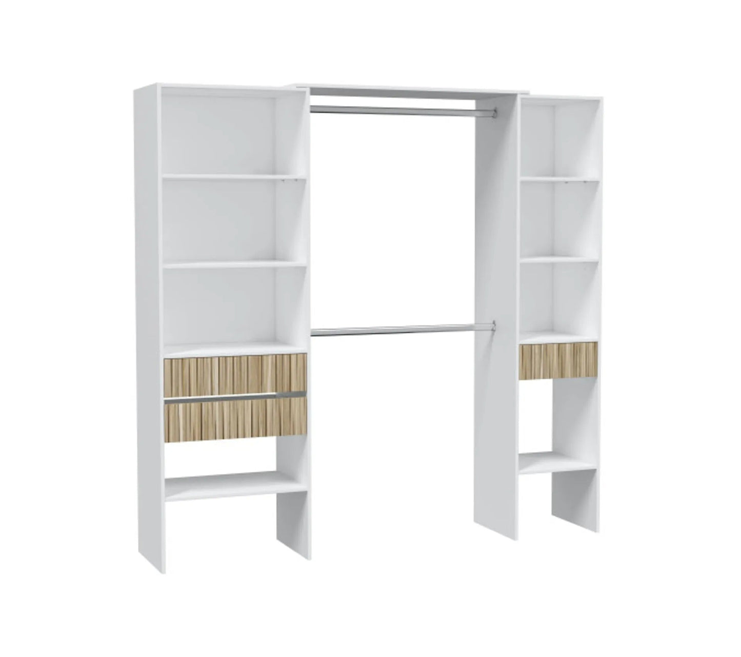 Ankleideeinrichtung 3 Schubladen Weiß/Helles Holz - Yana - L 190 XL 40 XH 187 cm